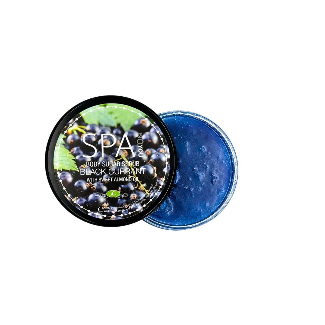 bio2you-cukura-skrubis-upene Sugar Scrub Blackcurrant, 200ml - Image 1